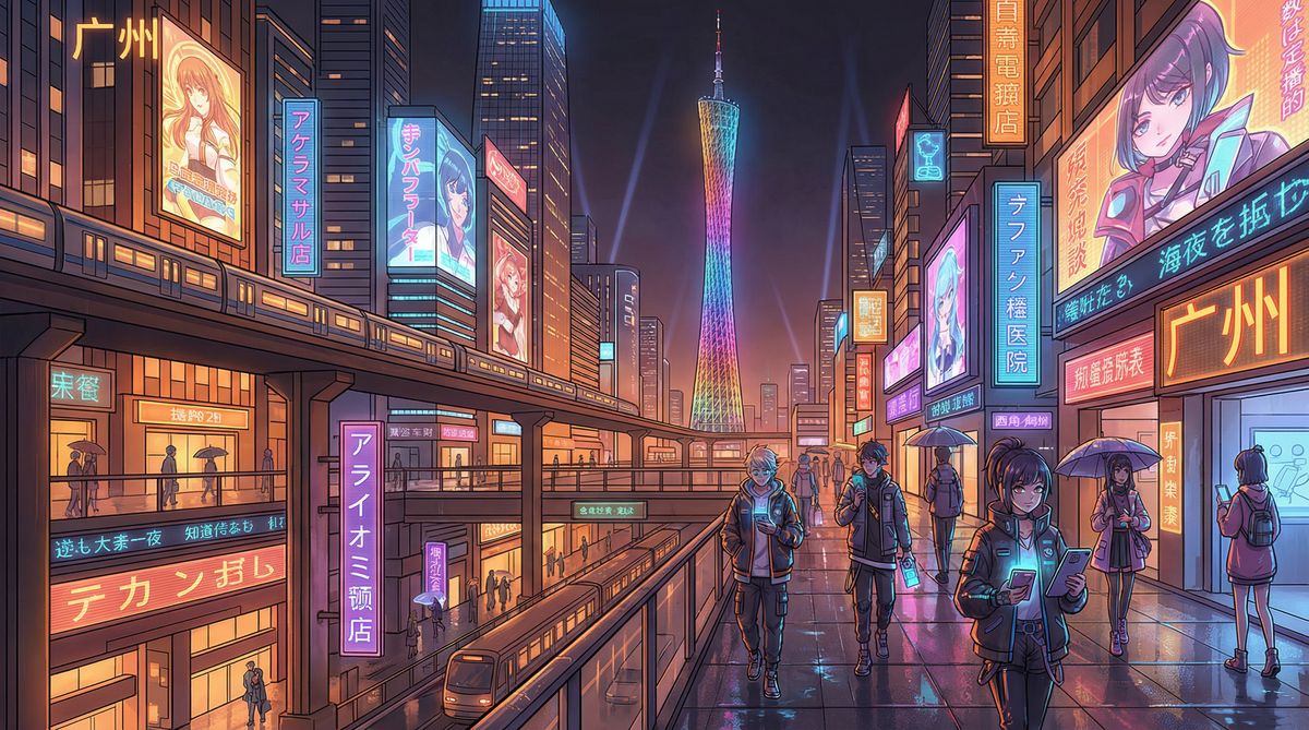 国产自拍动漫-广州动漫城夜景